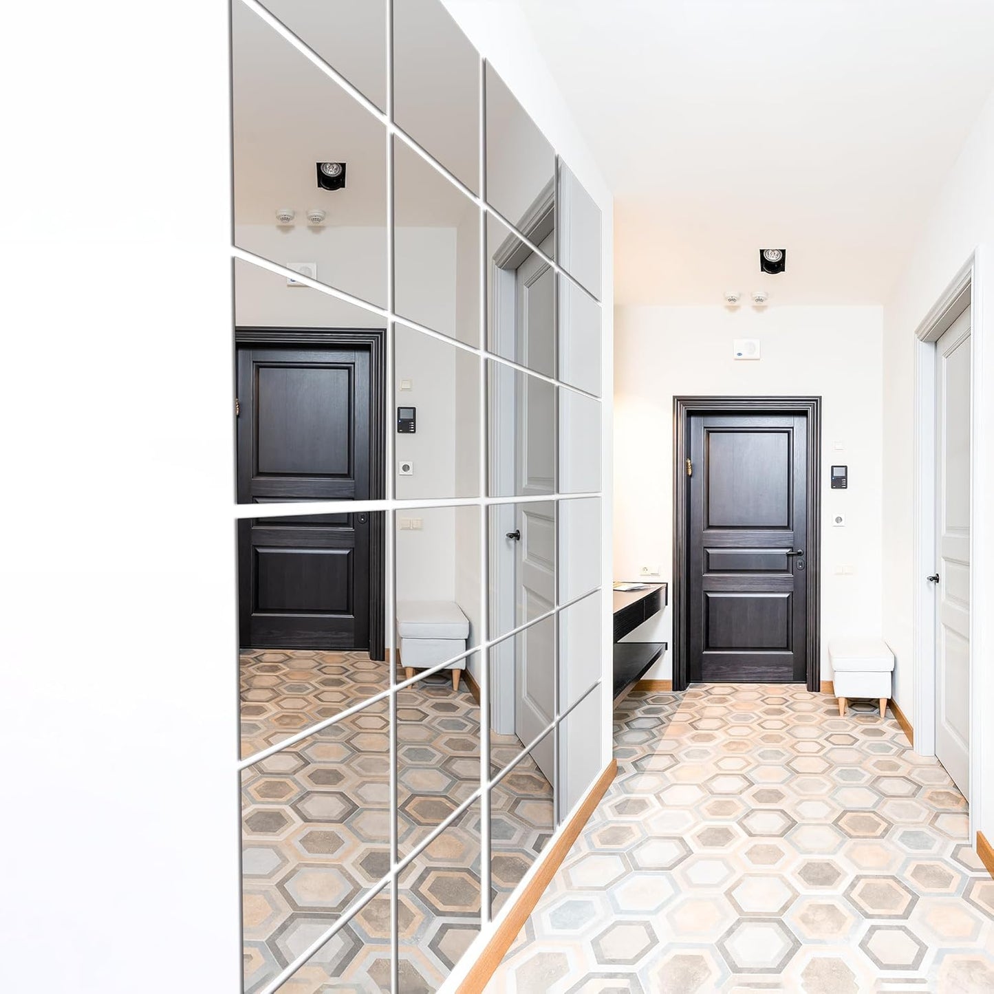 Home Gym Mirror Tiles for Wall, 14"x12"x12count Full Length Home Gym Workout Mirror