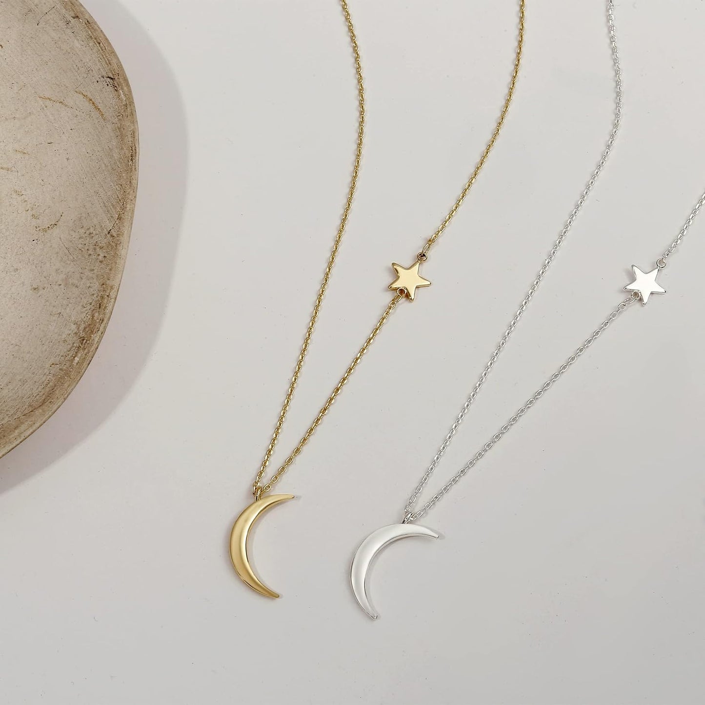 Dainty Gold Necklace: 14K Gold Plated Tiny Love/Heart/Star/CZ/Leaf Pendant for Women, Everyday Jewelry