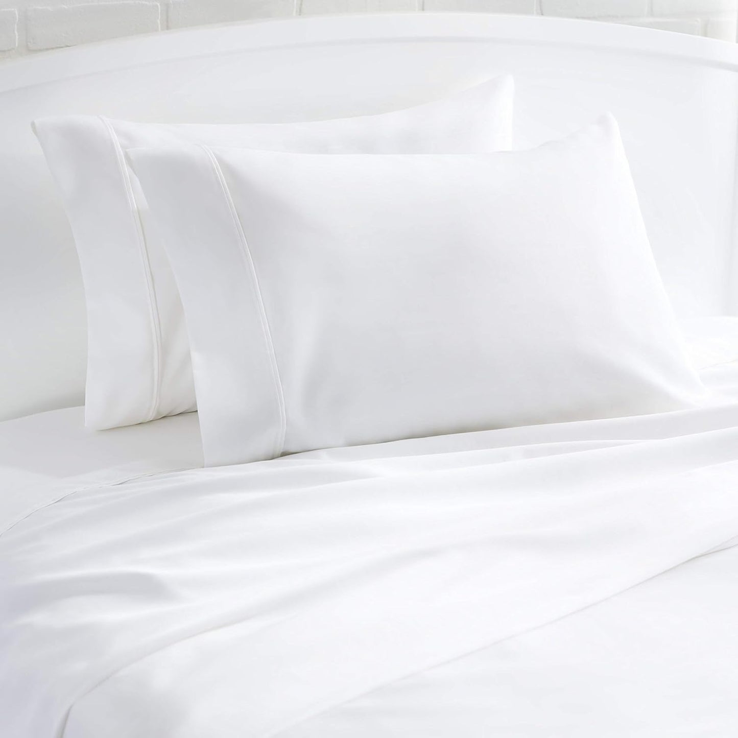400 Thread Count Cotton Pillow Case, Standard, 30" L x 20" W, White - Set of 2, Pillows Not Included