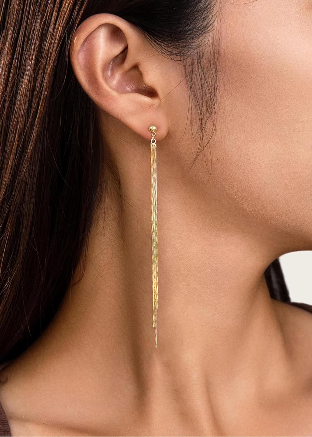 Dangle Earrings for Women- 14K Gold Plated Butterfly Heart Star Hoop Chain Tassel Design Long Dangle Earrings