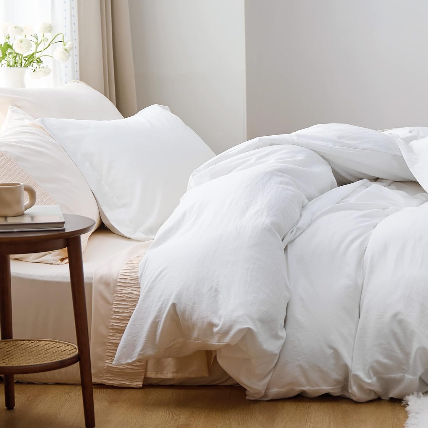 White Duvet Cover Queen Size - 3 count Prewashed Extra Soft Bedding Set