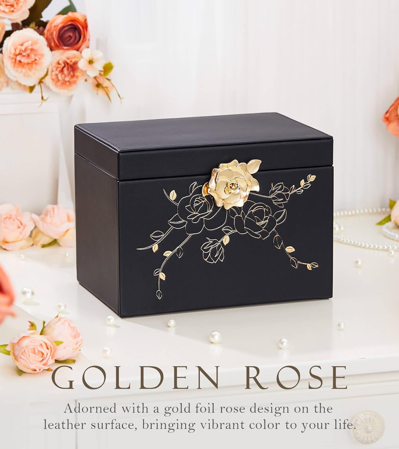 Jewelry Box with Lock: Jewelry Organizer for Dresser - 3-Drawer Earrings Storage