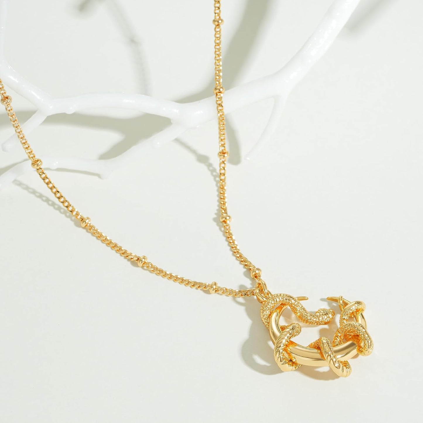 14K Gold Plated Snake Pendant Necklace for Women - Dainty Animal Charm Jewelry