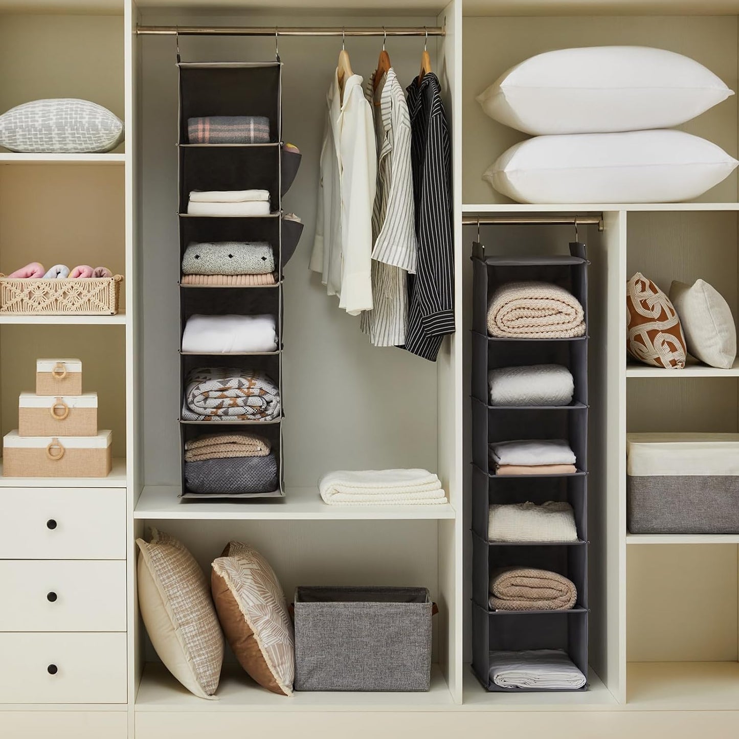 Hanging Closet Organizer and Storage, 6-Shelf Closet Hanging Storage Shelves