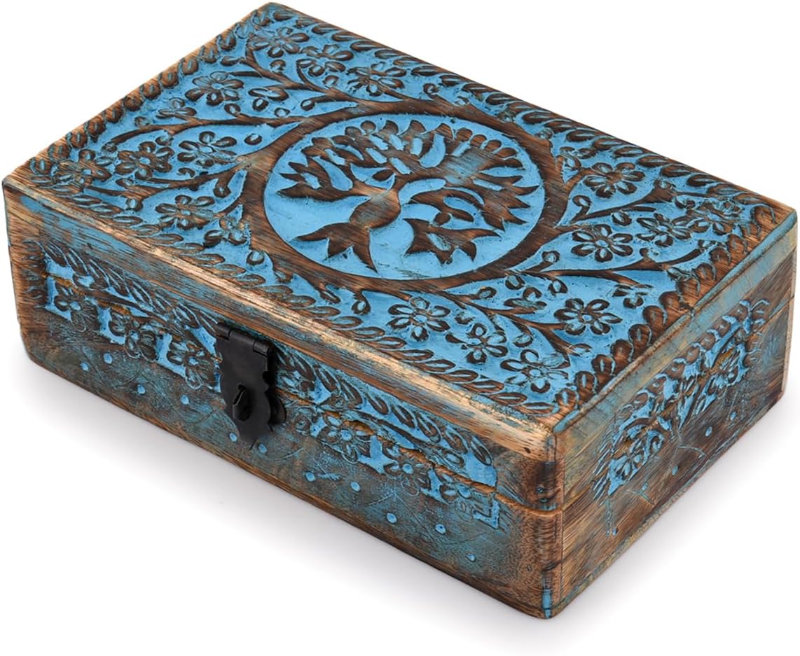Wooden Jewelry Box, Tarot Box,Witch Box, Tree of Life | Decorative Storage Bin