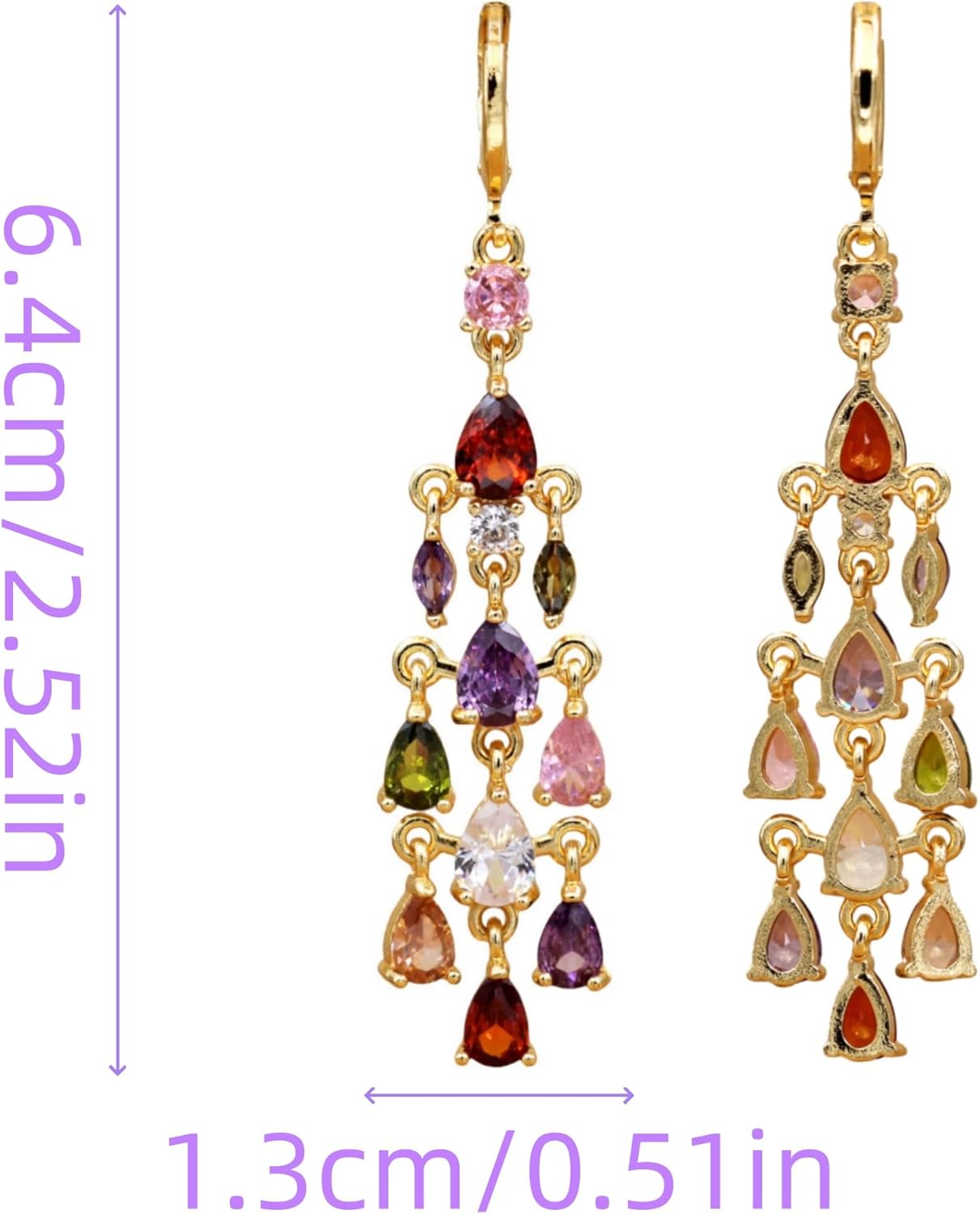 Vuskdtei18K Gold Plated Flower Dangle Earrings for Women, Hypoallergenic Cubic Zirconia Earrings, Elegant Chandelier Drop Earrings