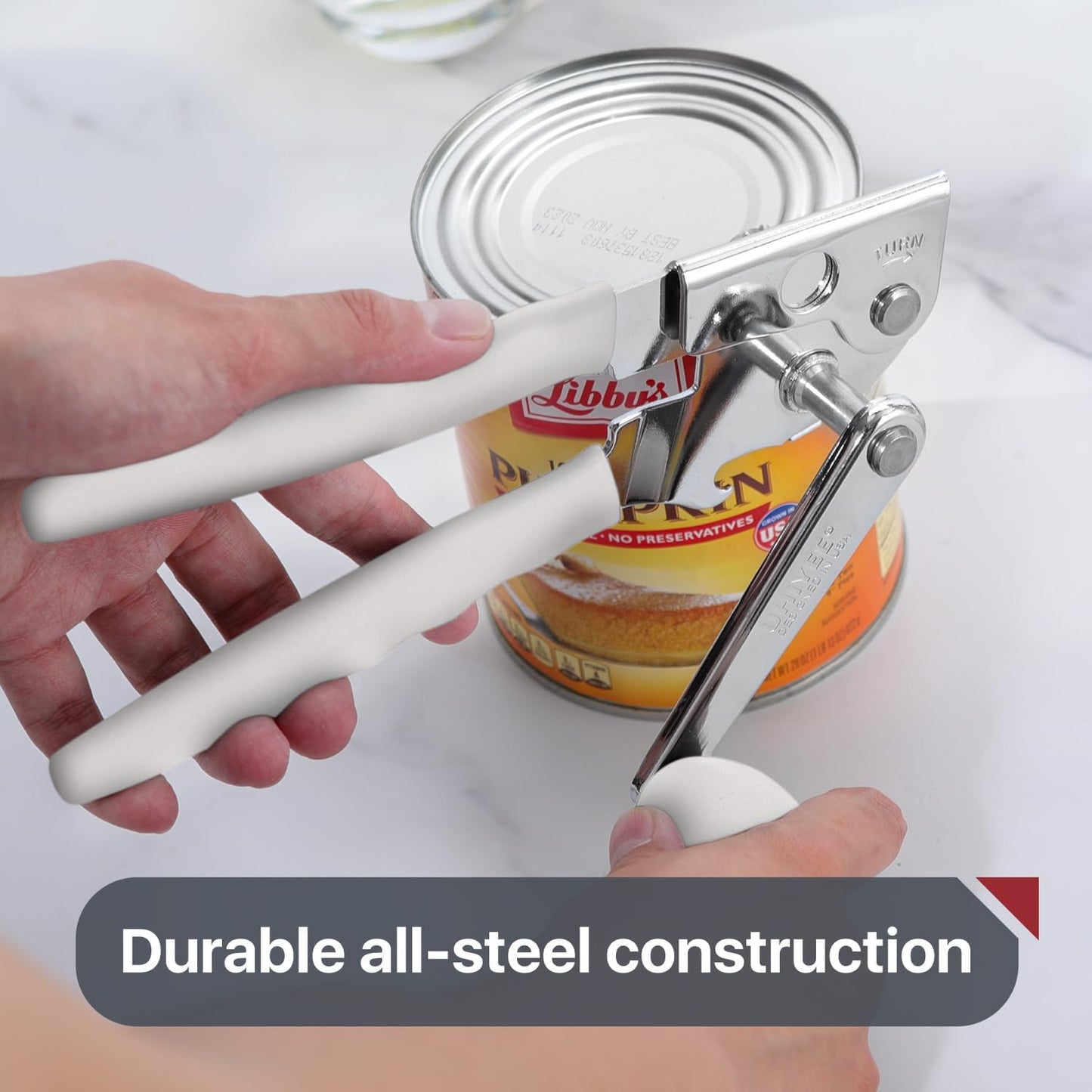 Hand Crank Can Opener Manual Heavy Duty with Comfortable Extra-long Handles