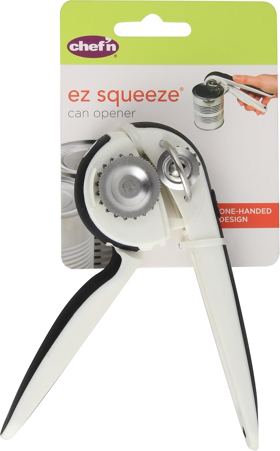 Chef'n EzSqueeze One-Handed Can Opener (Black and Meringue)