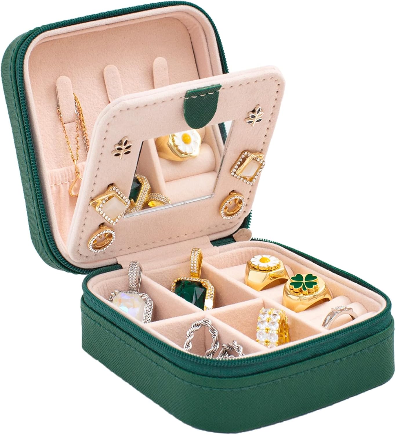 Travel jewelry box Travel Jewelry Organizer Small box Gift for Girls Women with Mirror