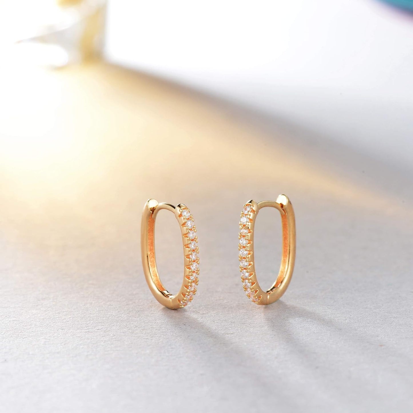 Cubic Zirconia Huggie Earrings 14k Gold Plated Tiny Earrings Small Huggie Hoop Earrings Simple Lightweight Hoops Gift for Women