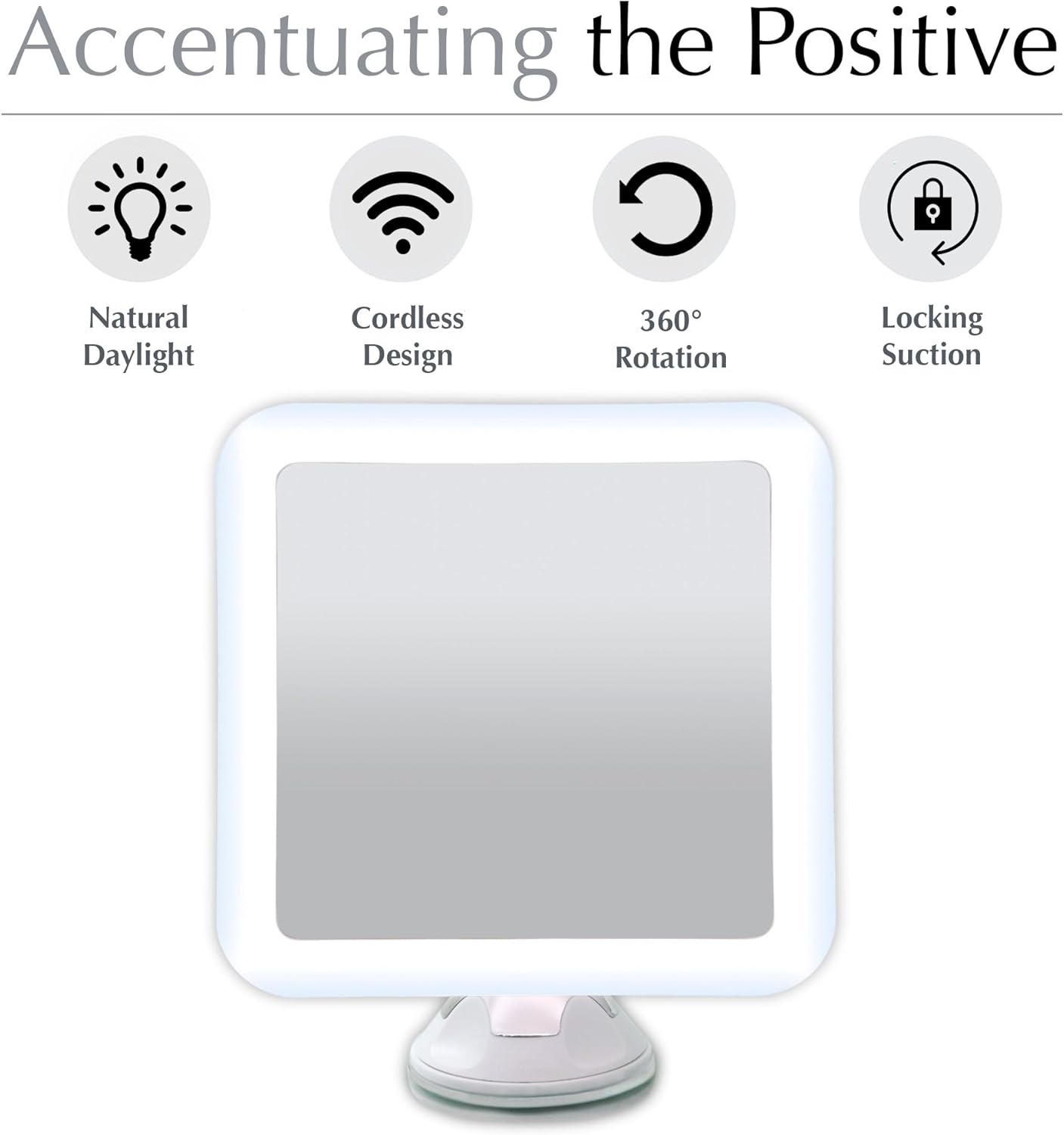 10X Magnifying Lighted Makeup Mirror - Daylight LED Vanity Mirror - Compact, Cordless, Locking Suction