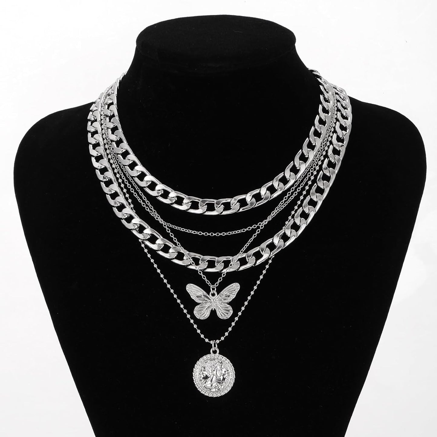 Retro Coin Pendant Necklace - Gold Layered Chunky Chain Choker for Women, Birthday Gift