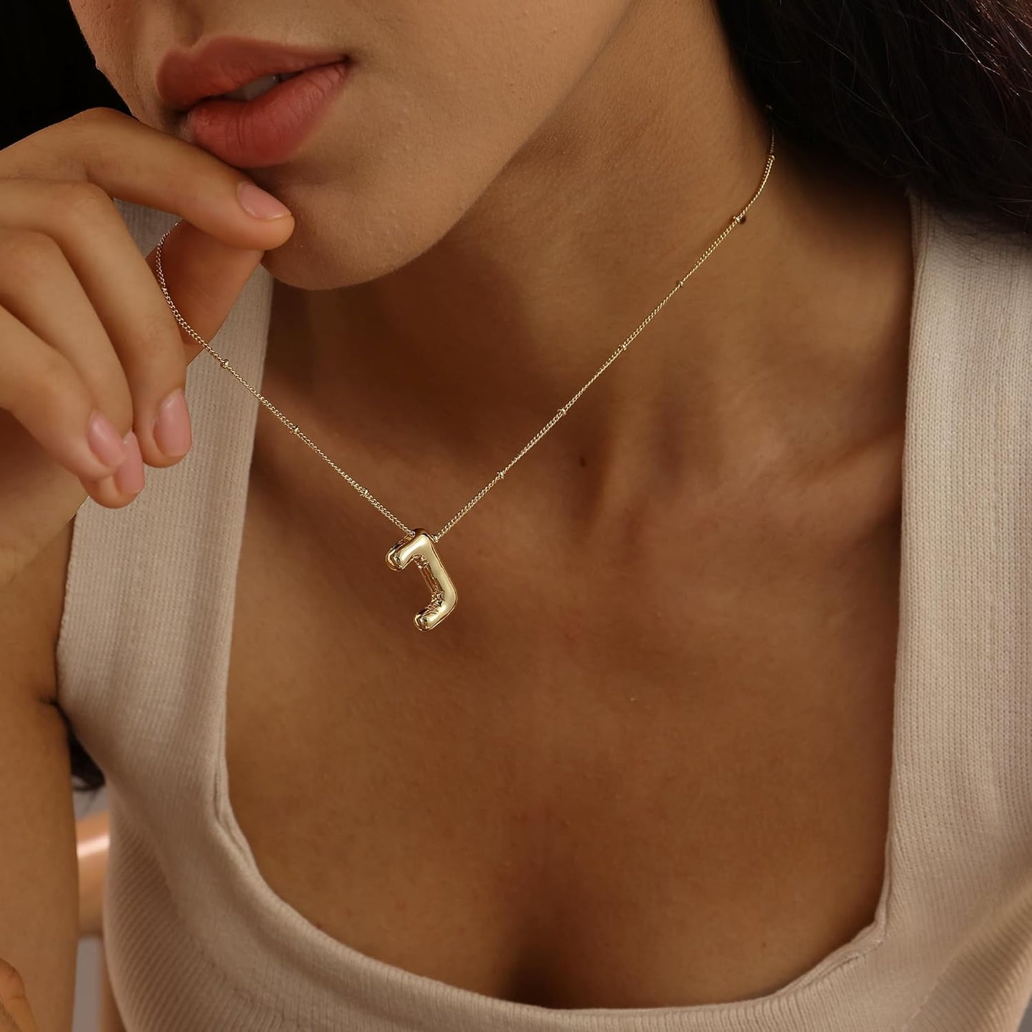 Personalized Bubble Letter Necklace | 14K Gold Plated Custom Initial Pendant - Dainty Chunky Name Jewelry Gift for Her