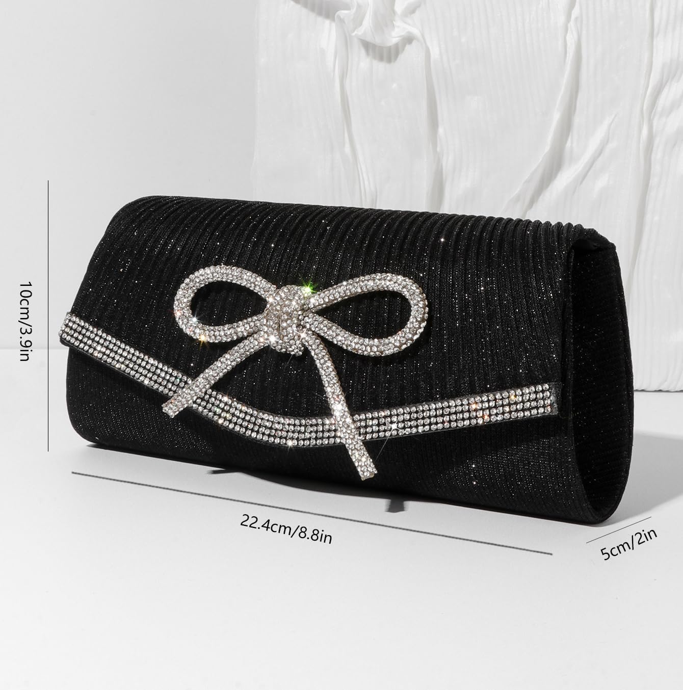 Bow Evening Bag Sparkly Clutch Purses for Women Wedding Glitter Rhinestone Party Prom Purse