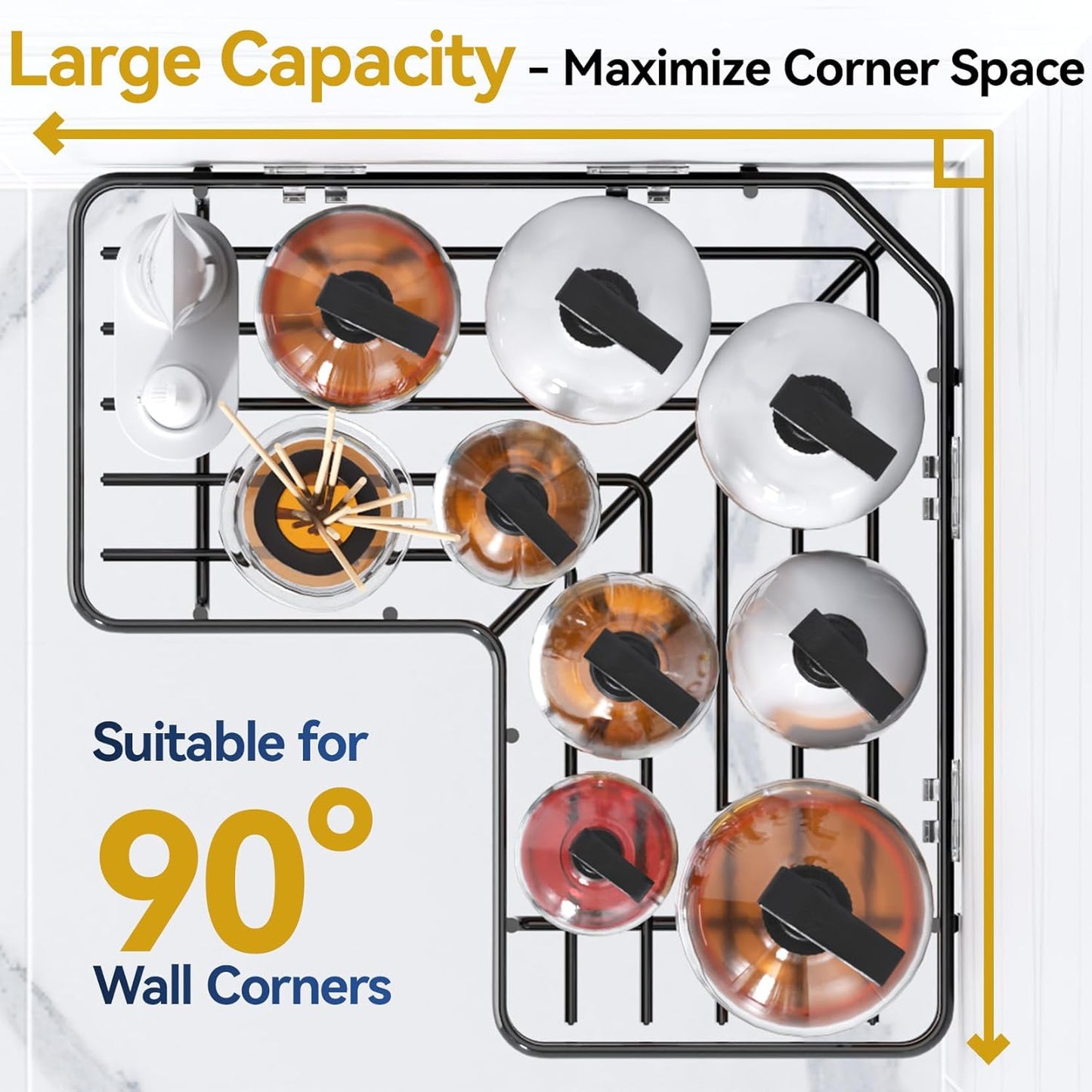 Shower Caddy Corner, 3-Pack Adhesive Rustproof Stainless Steel Shower Shelves, No Drilling