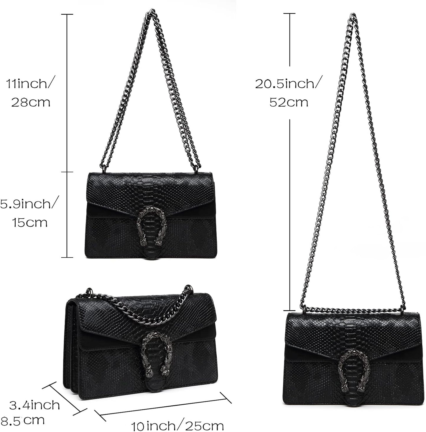 Crossbody Bags for Women - Snake Printed Clutch Purses Leather Chain Shoulder Bags Evening Handbags