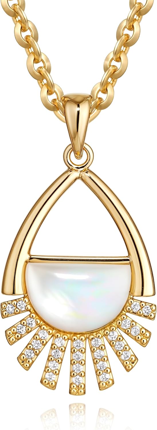 14K Gold MOP Necklace - Heart/Cross/Teardrop Pendant, Delicate Women's Jewelry Gift