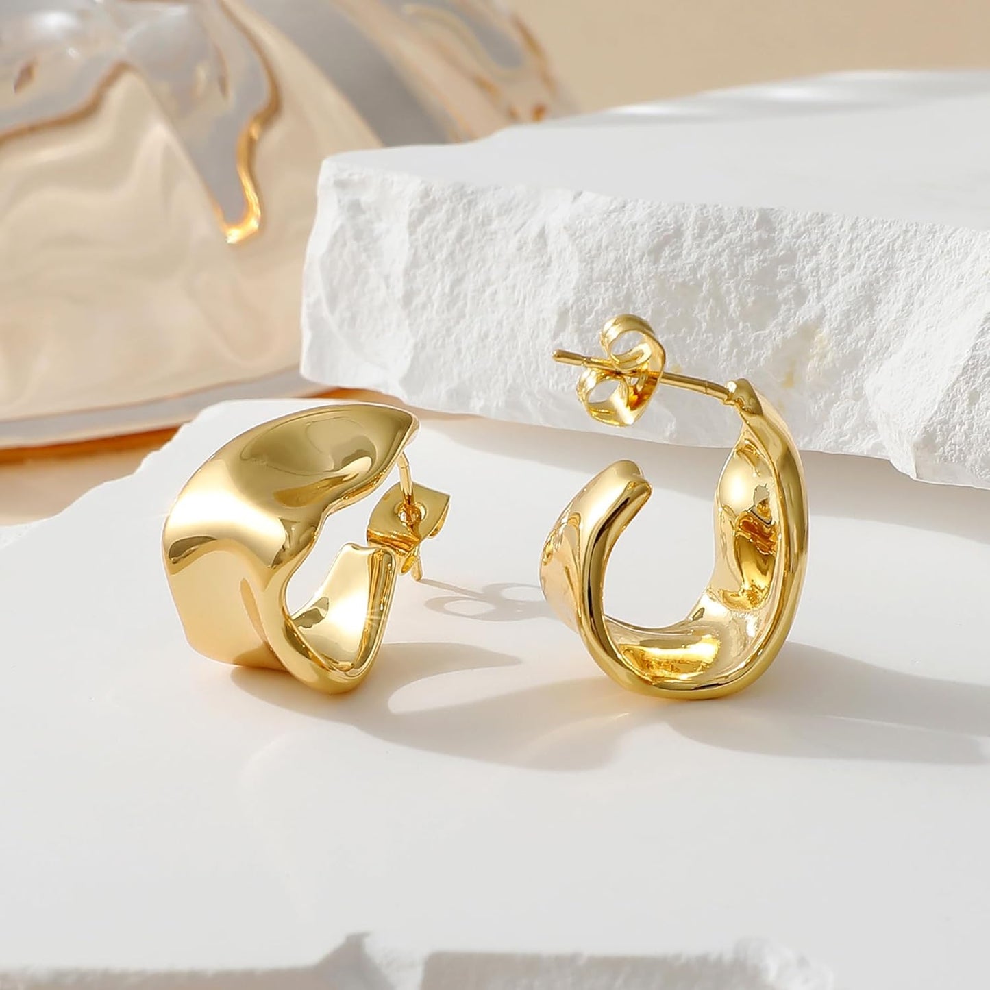 Trendy Gold Plated Knot Earrings for Women Chunky Statement Drop Dangle Earrings Lightweight Fashion Accessories Gold Jewelry