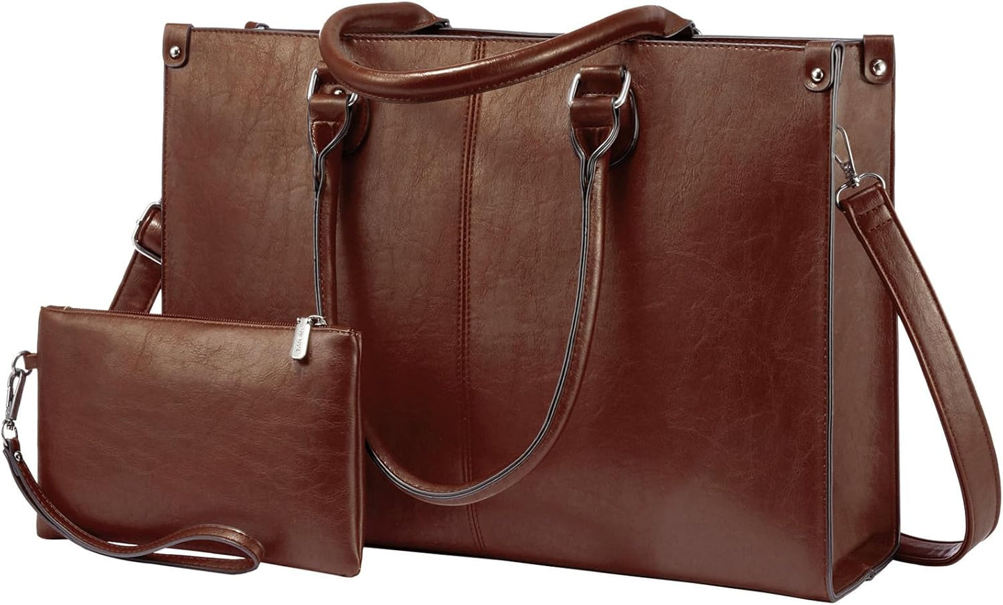15.6 Inch Large Capacity Vintage Leather Work Computer Bag, Business Casual Shoulder Handbag