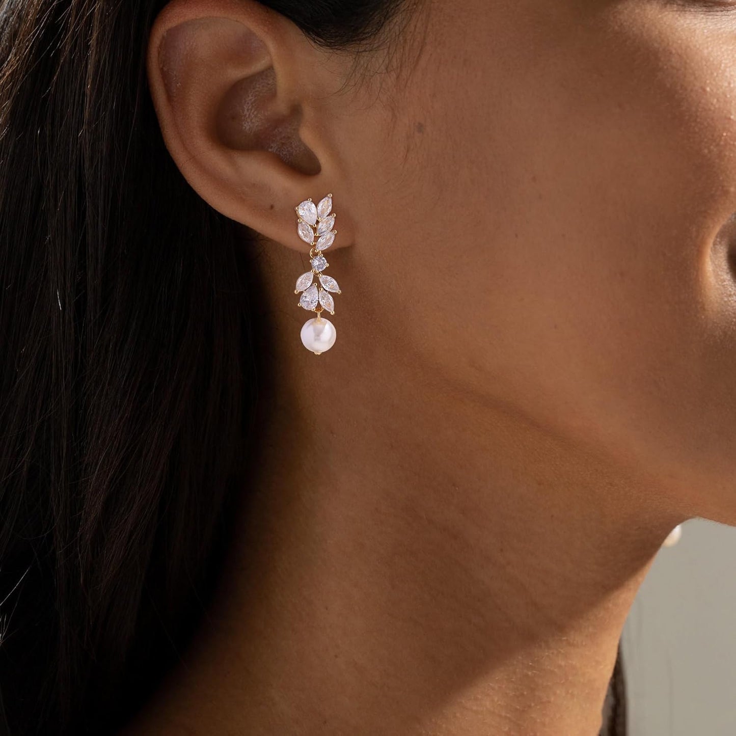 14K Gold Plated Butterfly Dangle Earrings for Women - Dainty, Trendy, CZ Drop Earrings - Simple Long Dangling Jewelry