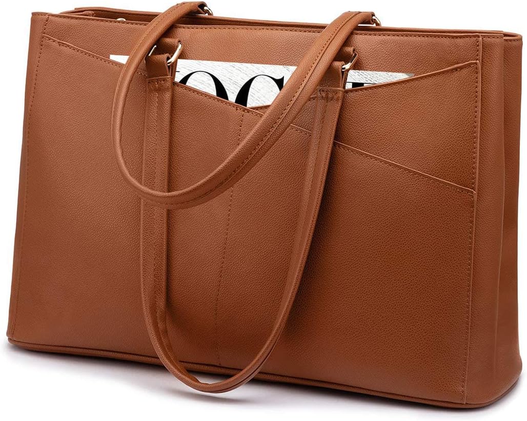 Laptop Tote Bag for Women 15.6 Inch Waterproof Leather Computer Bags Business Office Work Briefcase