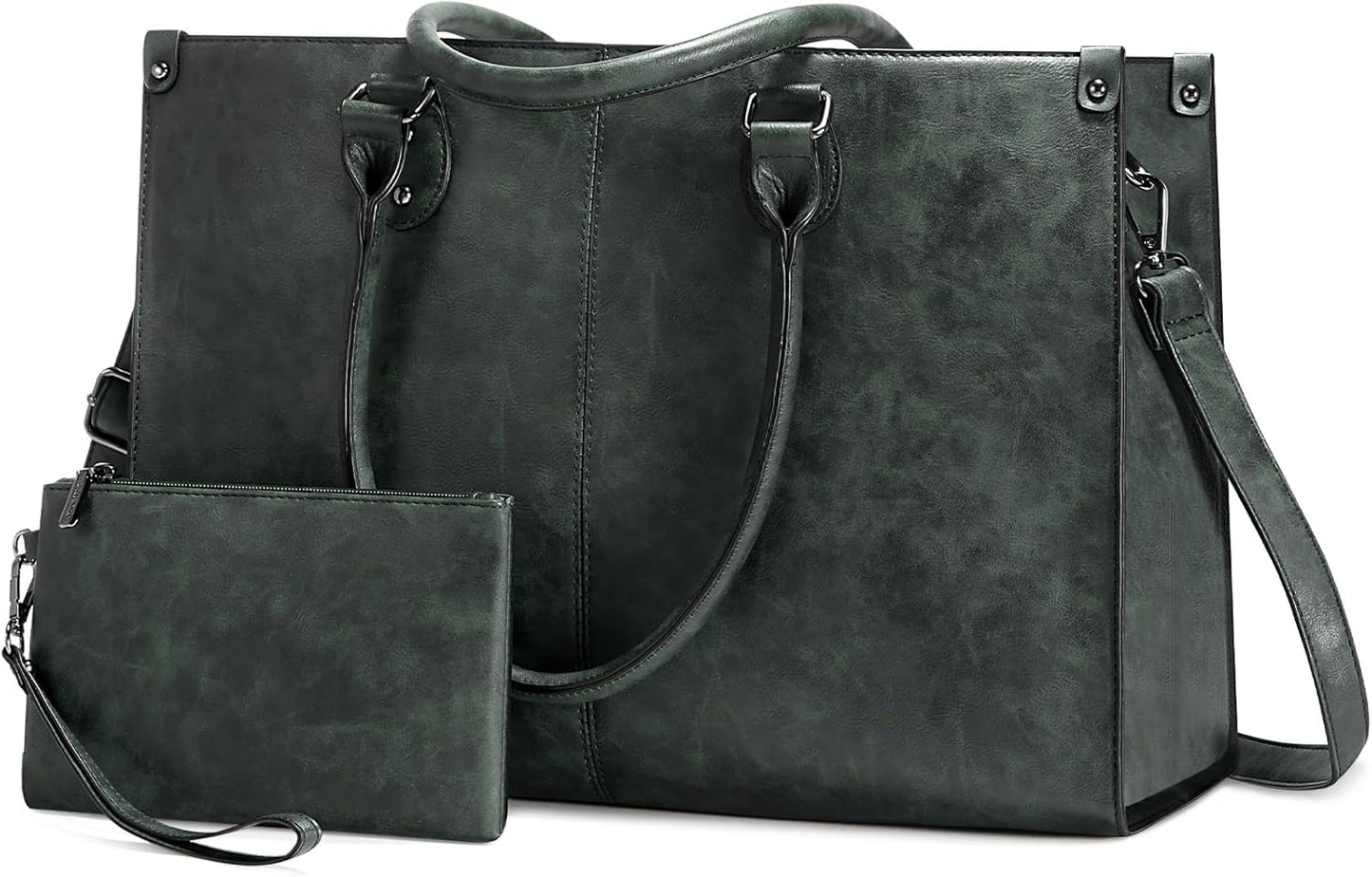 15.6 Inch Large Capacity Vintage Leather Work Computer Bag, Business Casual Shoulder Handbag