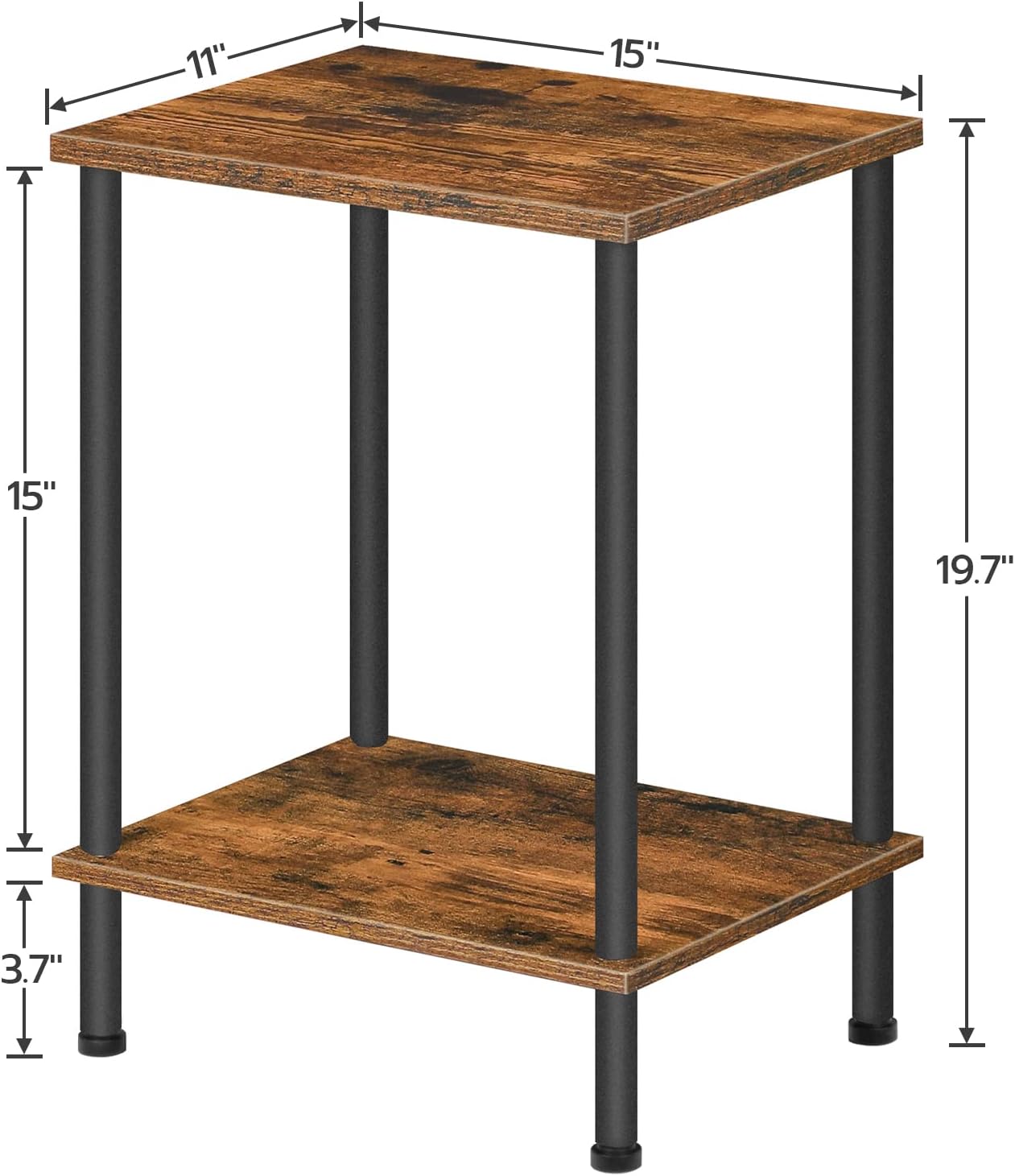 End Tables Set of 2, Small Side Table, Nightstand with 2-Layer Storage Shelves, Easy Assembly