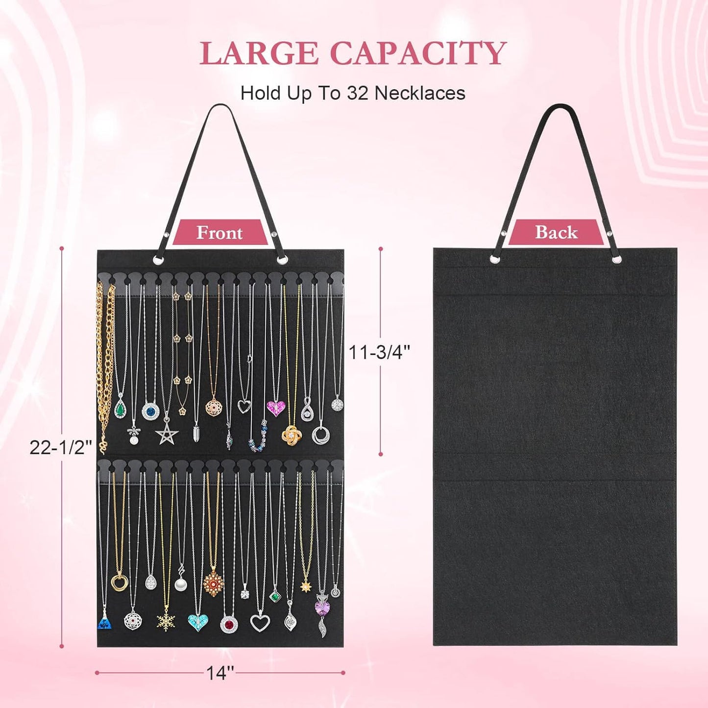 Hanging Necklaces Holder, Bracelets, and Ankles, Necklaces Display Storage Hanger for Wall