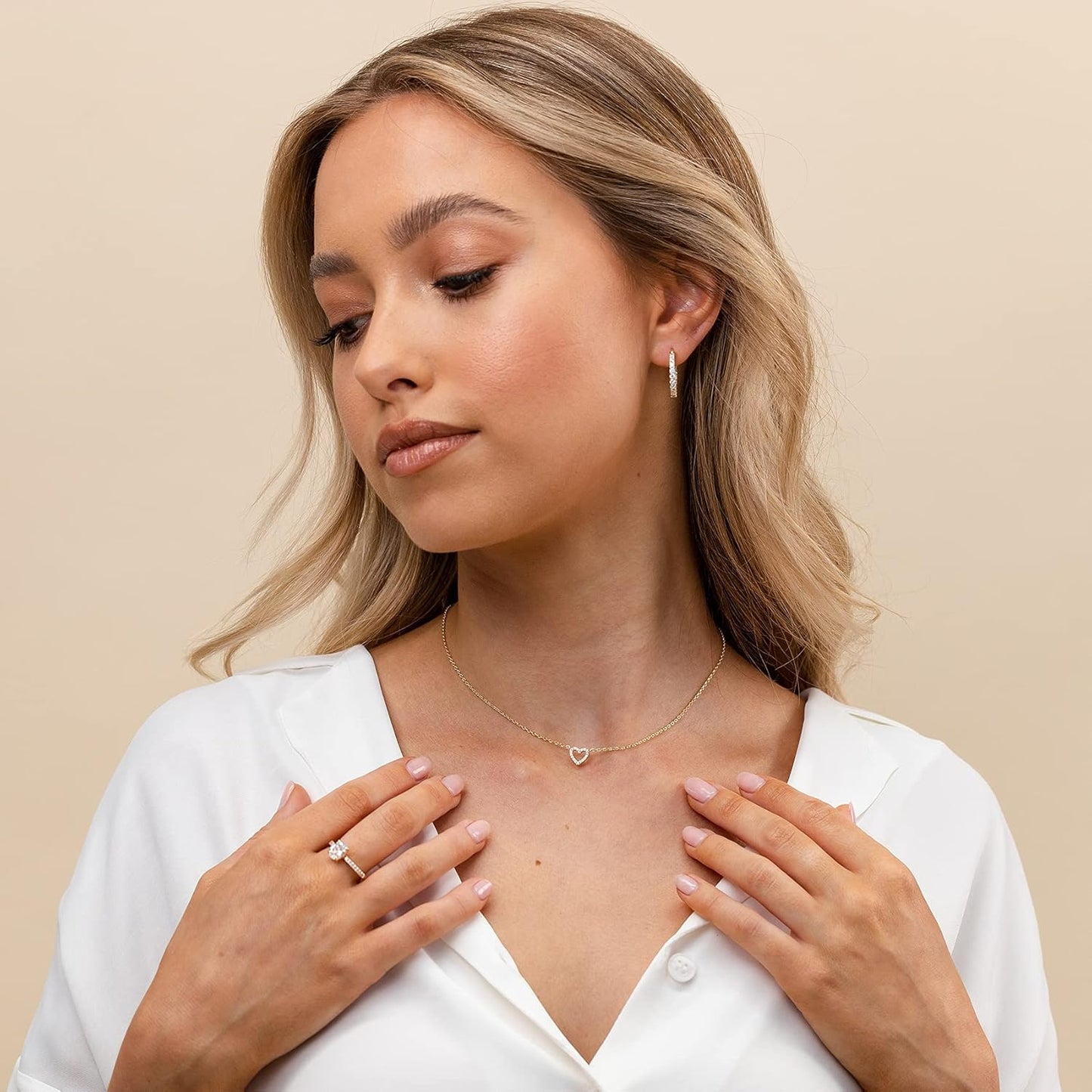 14K Gold Plated Cubic Zirconia Heart Pendant Necklace - Dainty Love Gift for Women