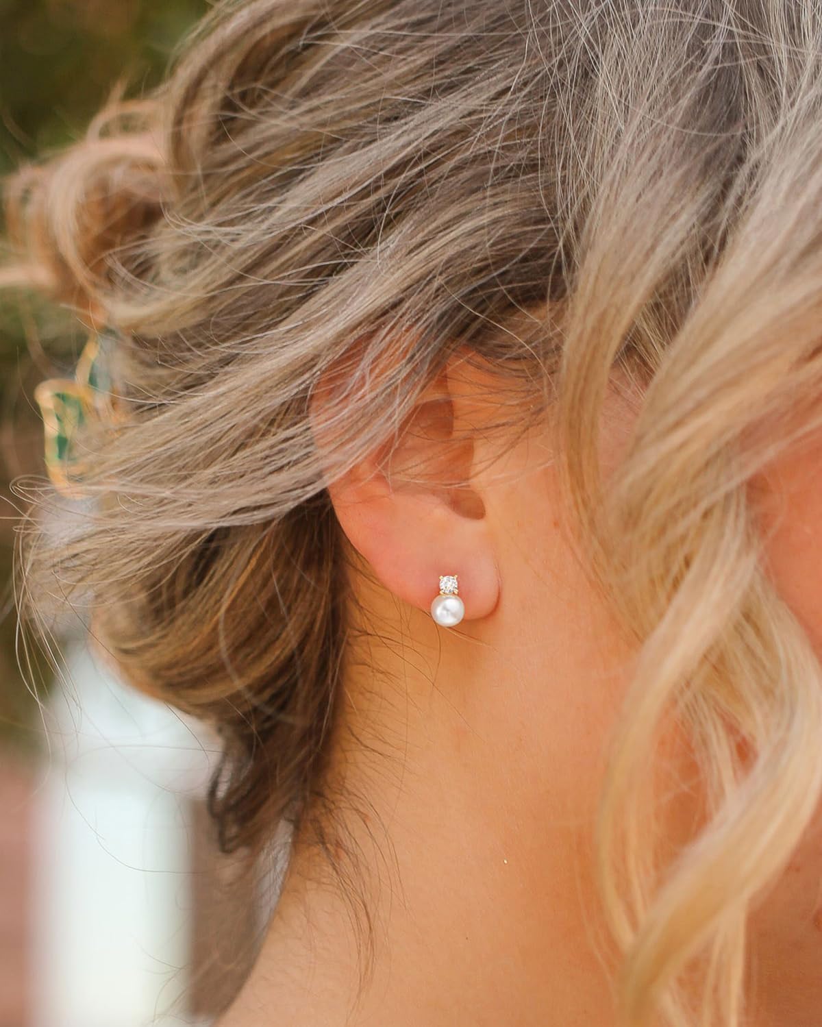 Pearl Earrings: 14k Gold-plated Cubic Zirconia Accented Pearl Drop Dangle Wedding Engagement Earrings For Women Bridal Bridesmaid