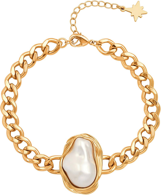 18k Gold Plated Personalized Chunky Cuban Oval Link Chain Bracelets for Men Toggle Rope Bracelet Jewelry for Women
