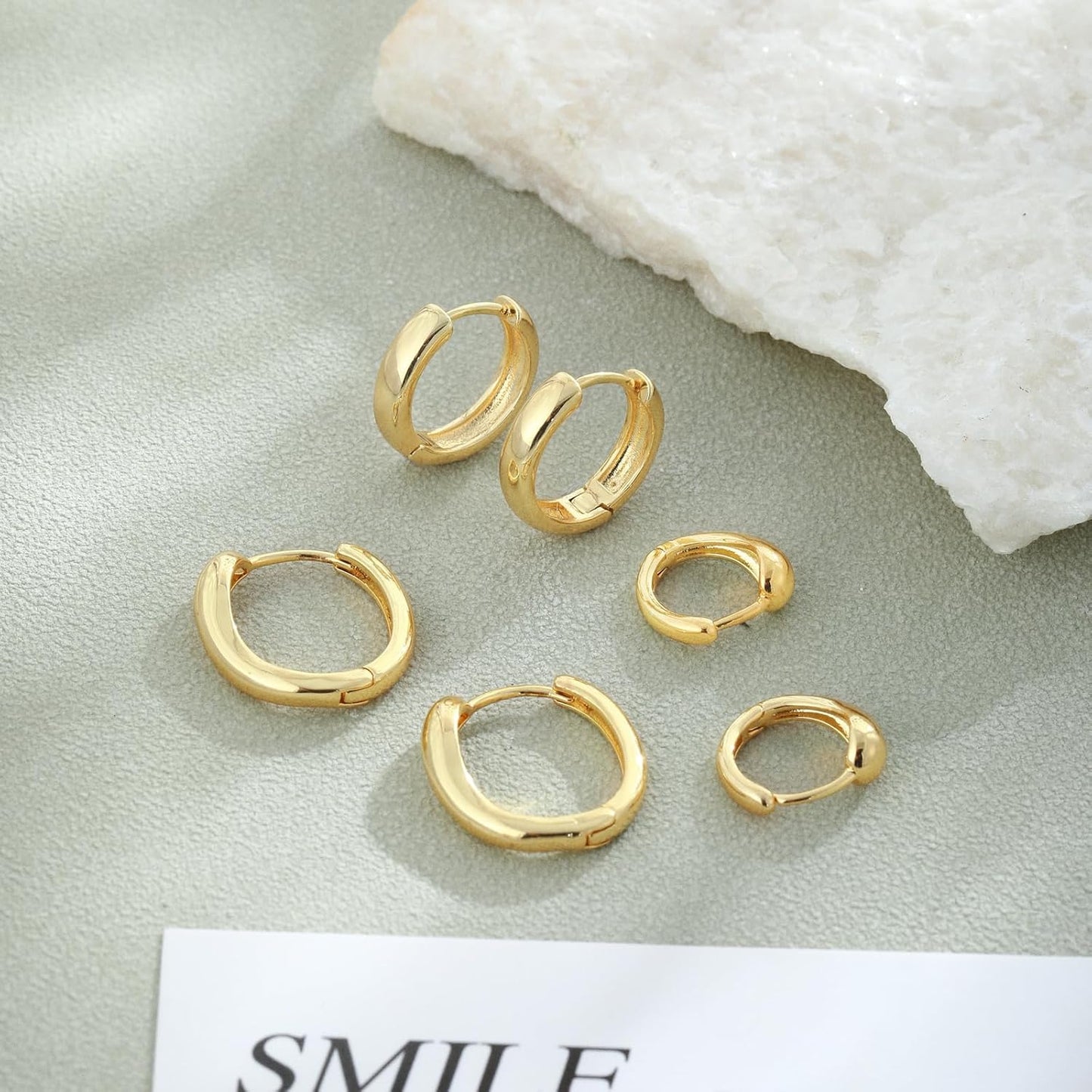 Gold Hoop Earrings for Women Trendy,14K Real Gold Plated Cute Stud Earrings Small Huggie Hoop Earrings non tarnish Jewelry for Women