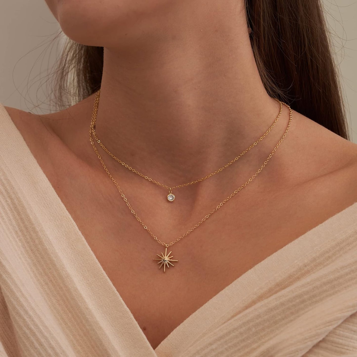 Dainty Diamond Necklace: 14K Gold/Silver Plated CZ Choker, Sterling Silver Women's Trendy Jewelry Gift