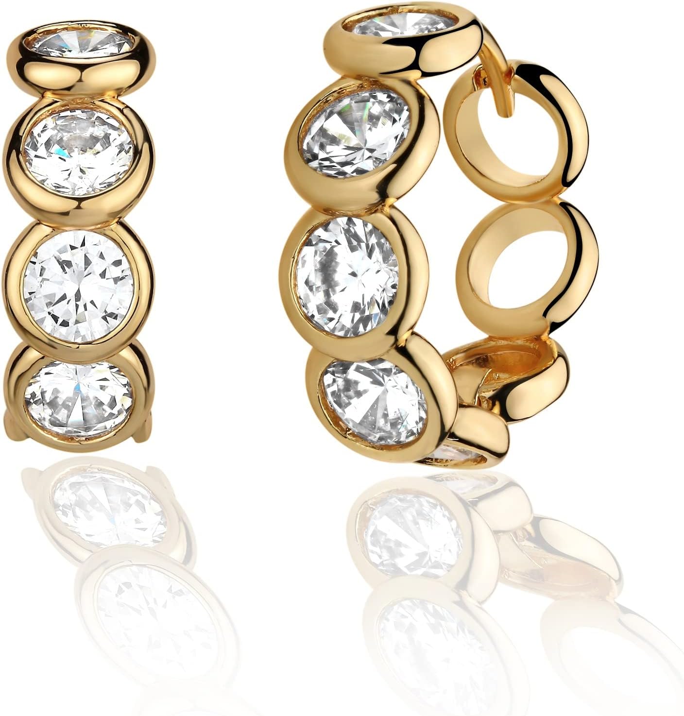 Cubic Zirconia Huggie Earrings 14k Gold Plated Tiny Earrings Small Huggie Hoop Earrings Simple Lightweight Hoops Gift for Women