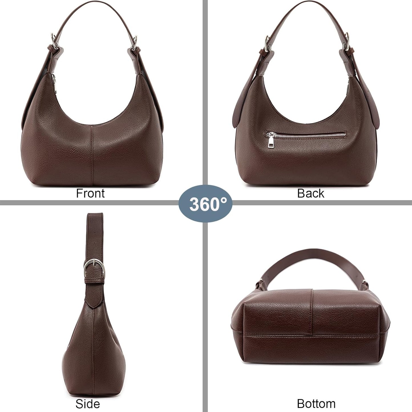 Hobo Bags for Women Soft Vegan Leather Crescent Shoulder Handbag Slouchy Tote Crossbody Purses