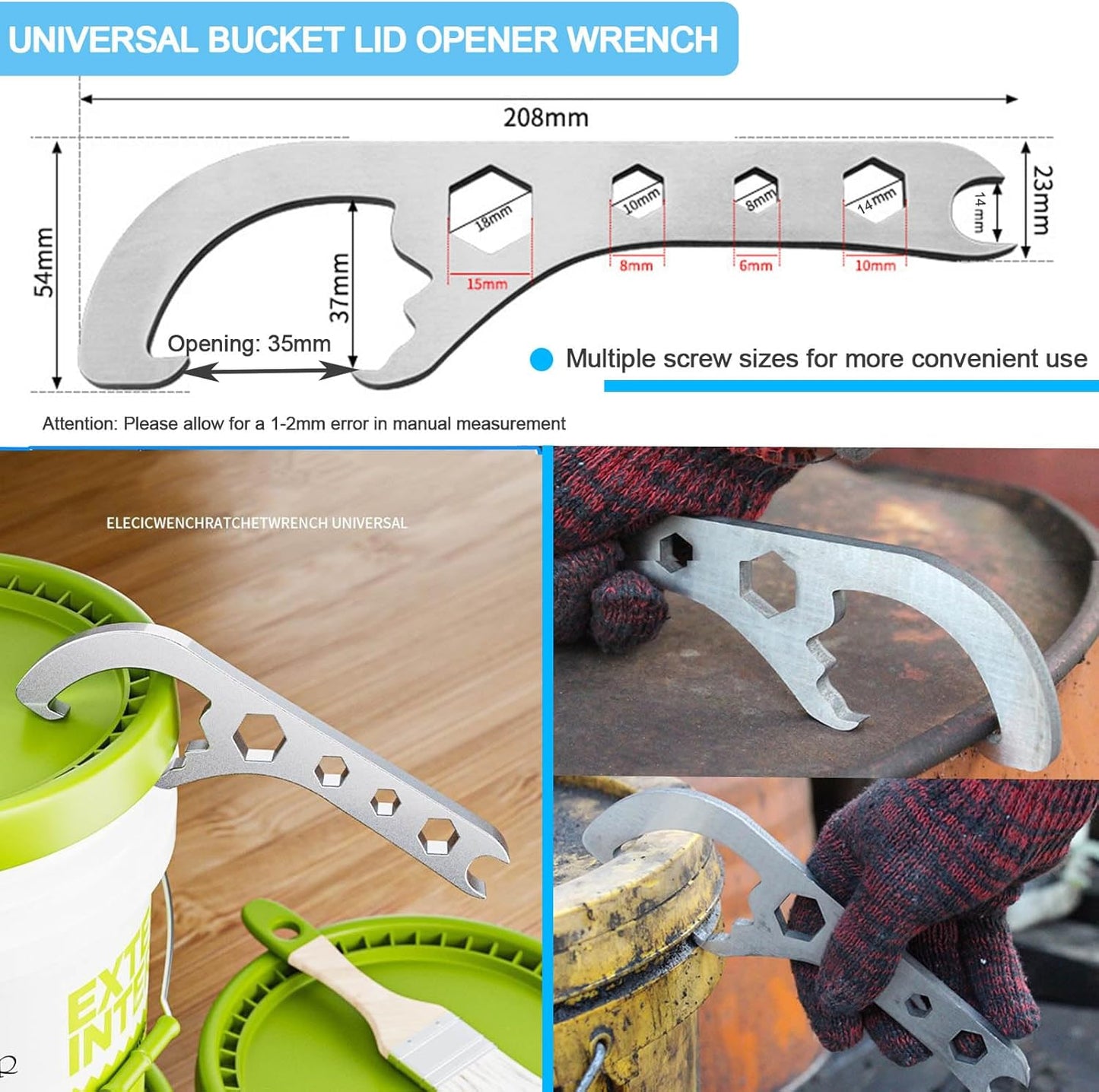 Opener Spanner for Home Industrial Use Portable Multi-Size Multifunctional Adjustable Wrench 2pcs