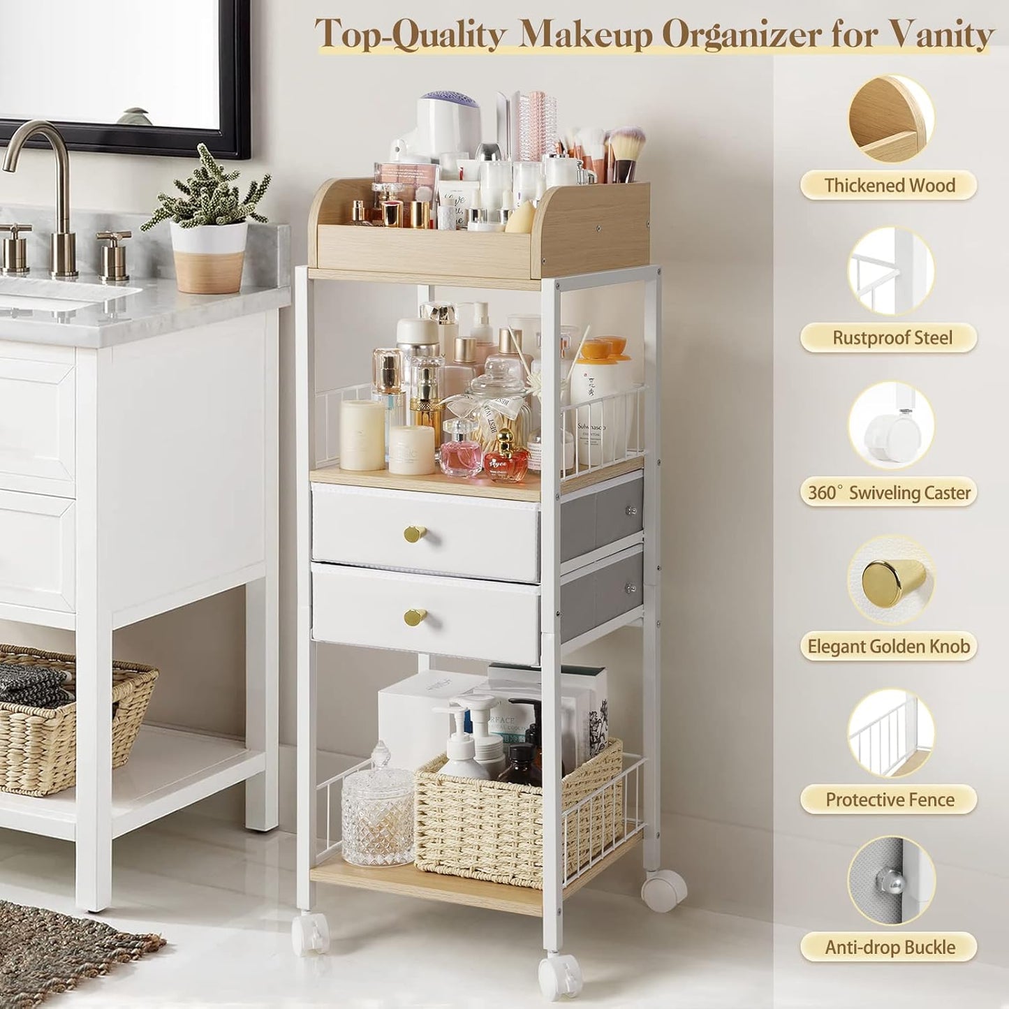 Makeup Organizer, Floor Skincare Organizers, Make Up Organizers and Storage with Drawers