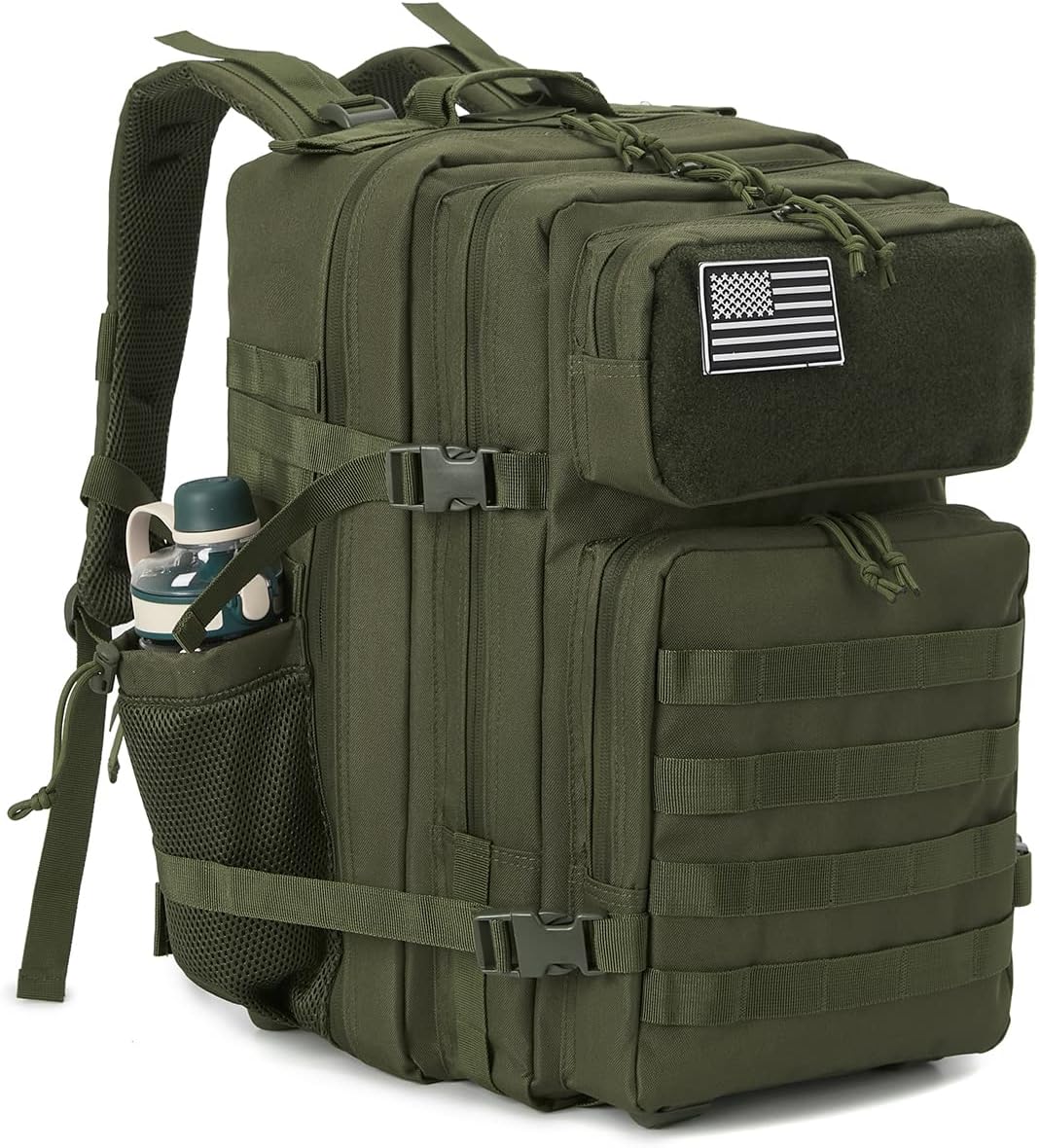 45L Military Tactical Backpack For Men Molle  Out Bag Hiking Rucksack With Bottle Holder