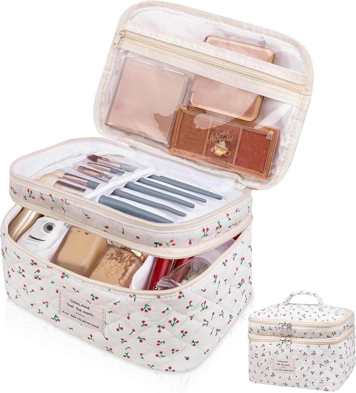 Large Makeup Bag, Cute Cosmetic Bag for Women Girls, Floral Coquette Aesthetic Toiletry Bag, Travel Make Up Organizer Bag (BDLH)