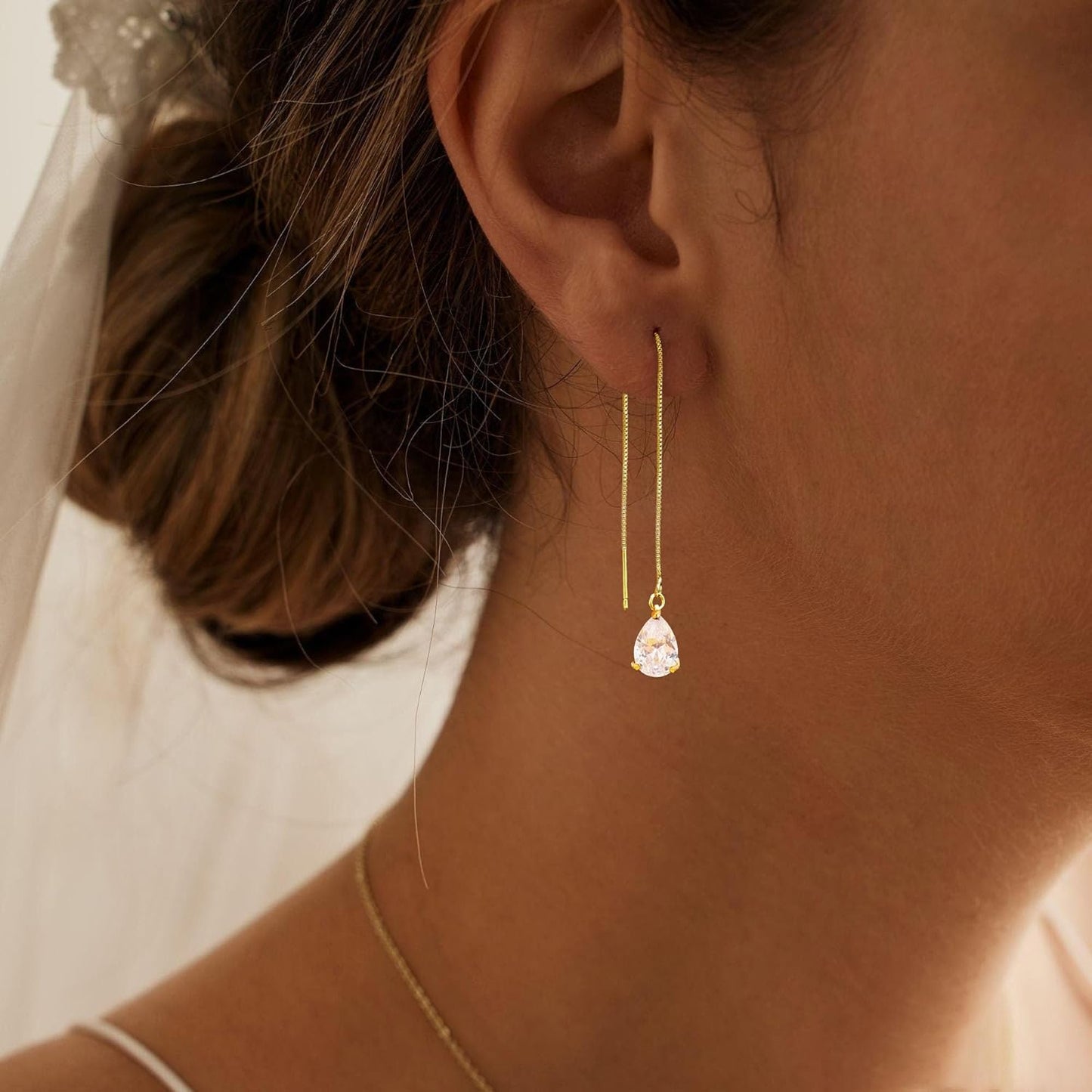 Gold Earrings for Women Trendy, Simple Dainty 14K Gold Plated Paperclip Square Chain Link Dangle Pin Stud Huggie Earrings Lightweight