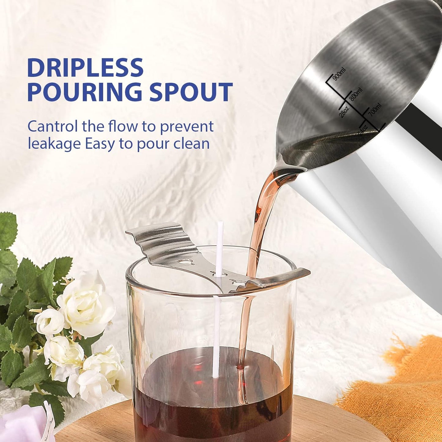 OMOMMD Candle Making kit with Hot Plate,Candle Making Supplies,Candle Making Kit for Beginners with Melting Pot,Stirring Spoon and Anti-Scalding Pad Perfect Set Gift