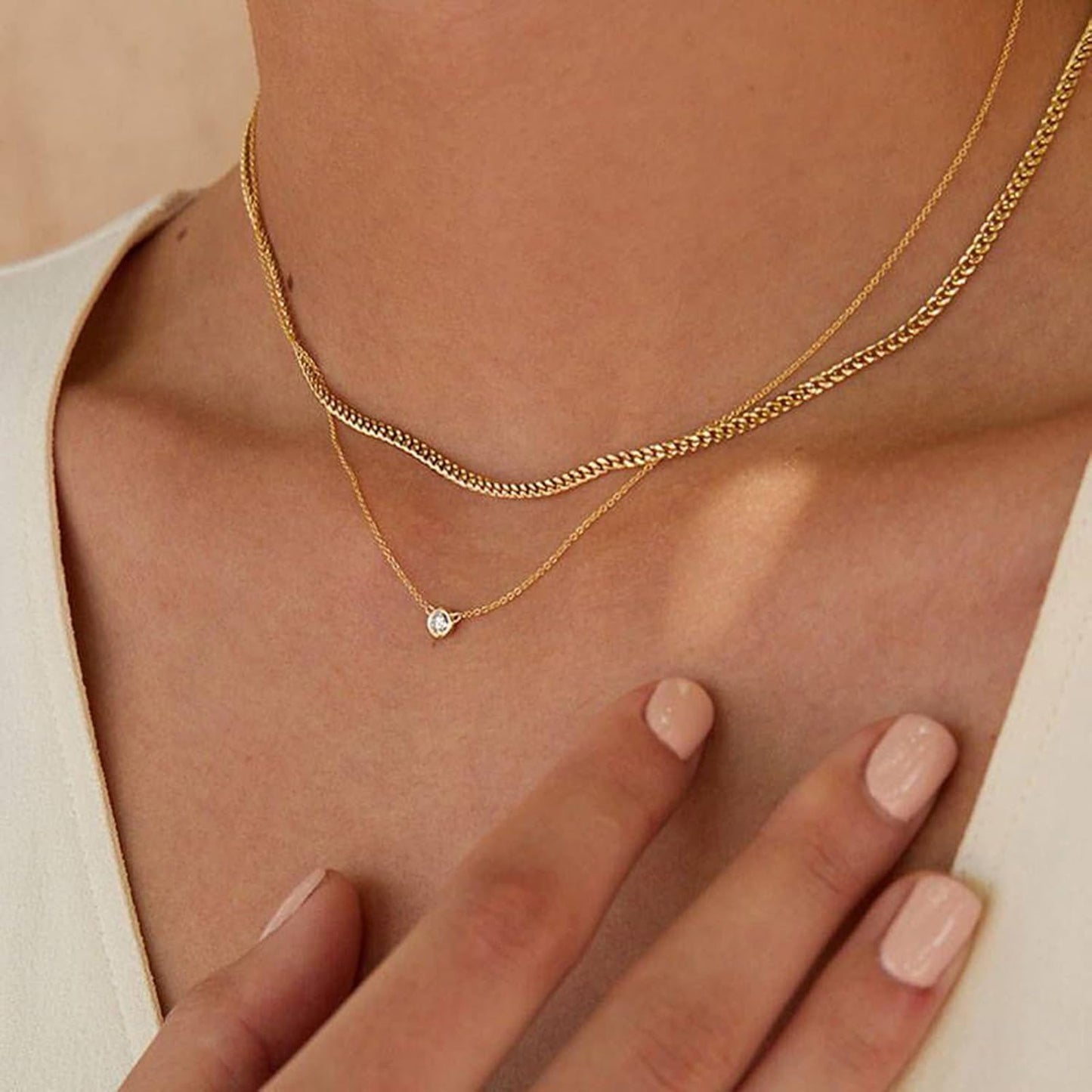 Diamond Choker Necklace for Women: Dainty 14K Gold/Sterling Silver Gold Plated CZ Jewelry, Trendy Gift