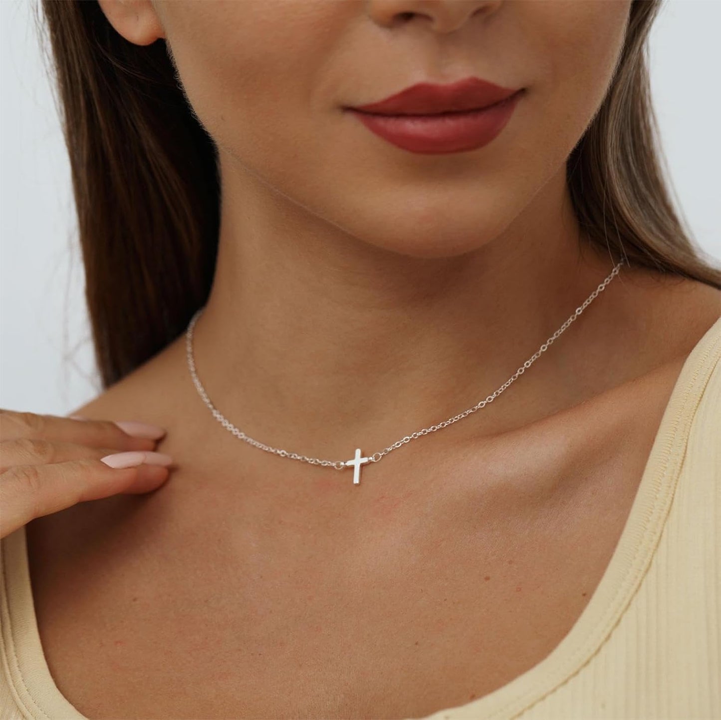 Cross Necklace for Women: 14K Gold & Silver Plated, Minimalist Dainty Religious Pendant, Daily Wear Jewelry Gift