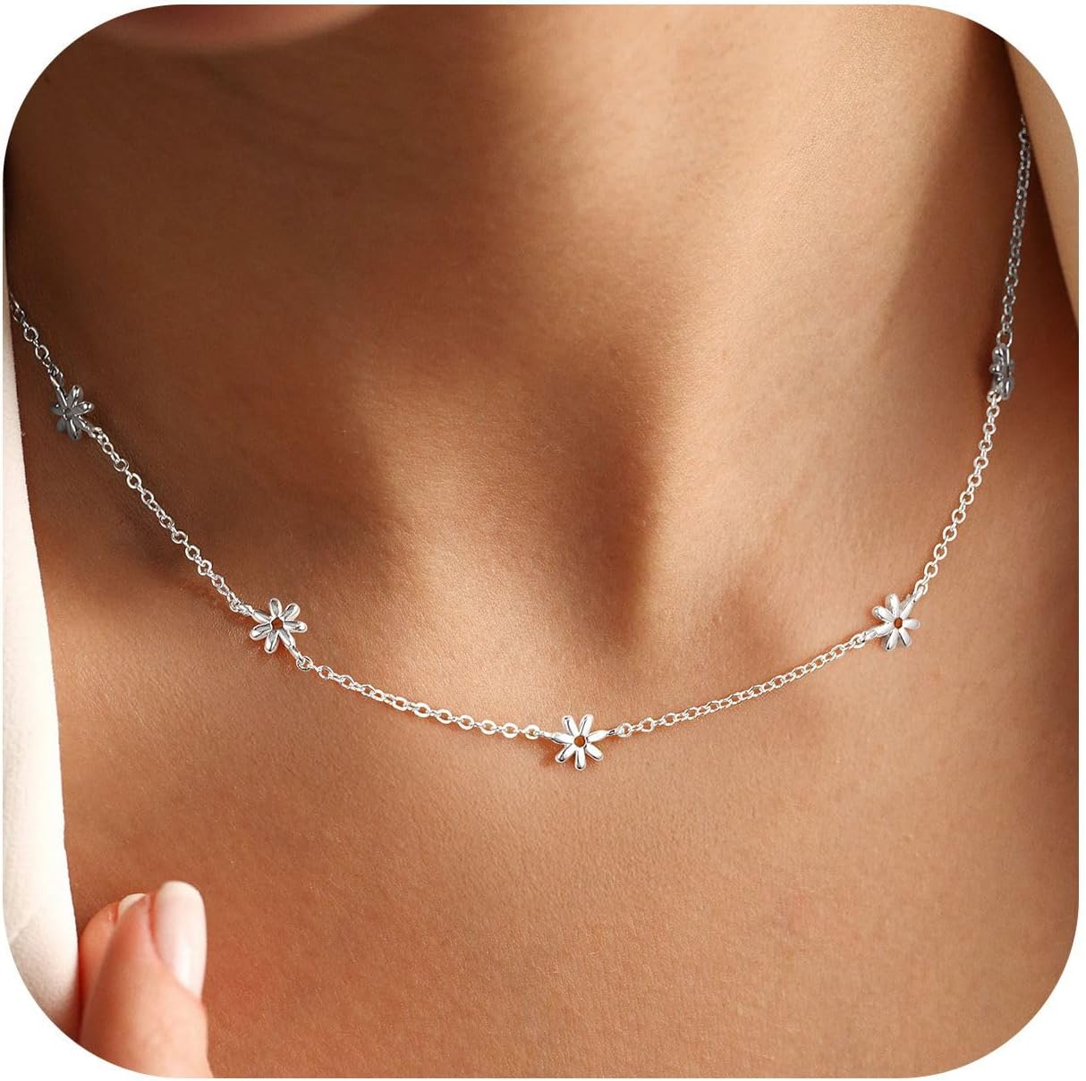 14K Gold Plated Charm Choker Necklace with Pearl & Clover, Cubic Zirconia Dainty Trendy Jewelry Gift for Women
