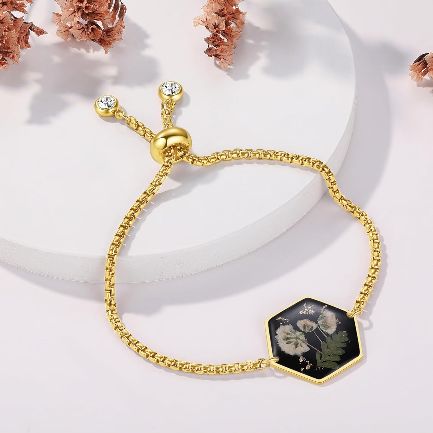 Pressed Wildflower Bracelet | Pressed Flower Bracelet | Gold/Silver Pressed Flower Jewelry | Personalized Handmade Jewelry