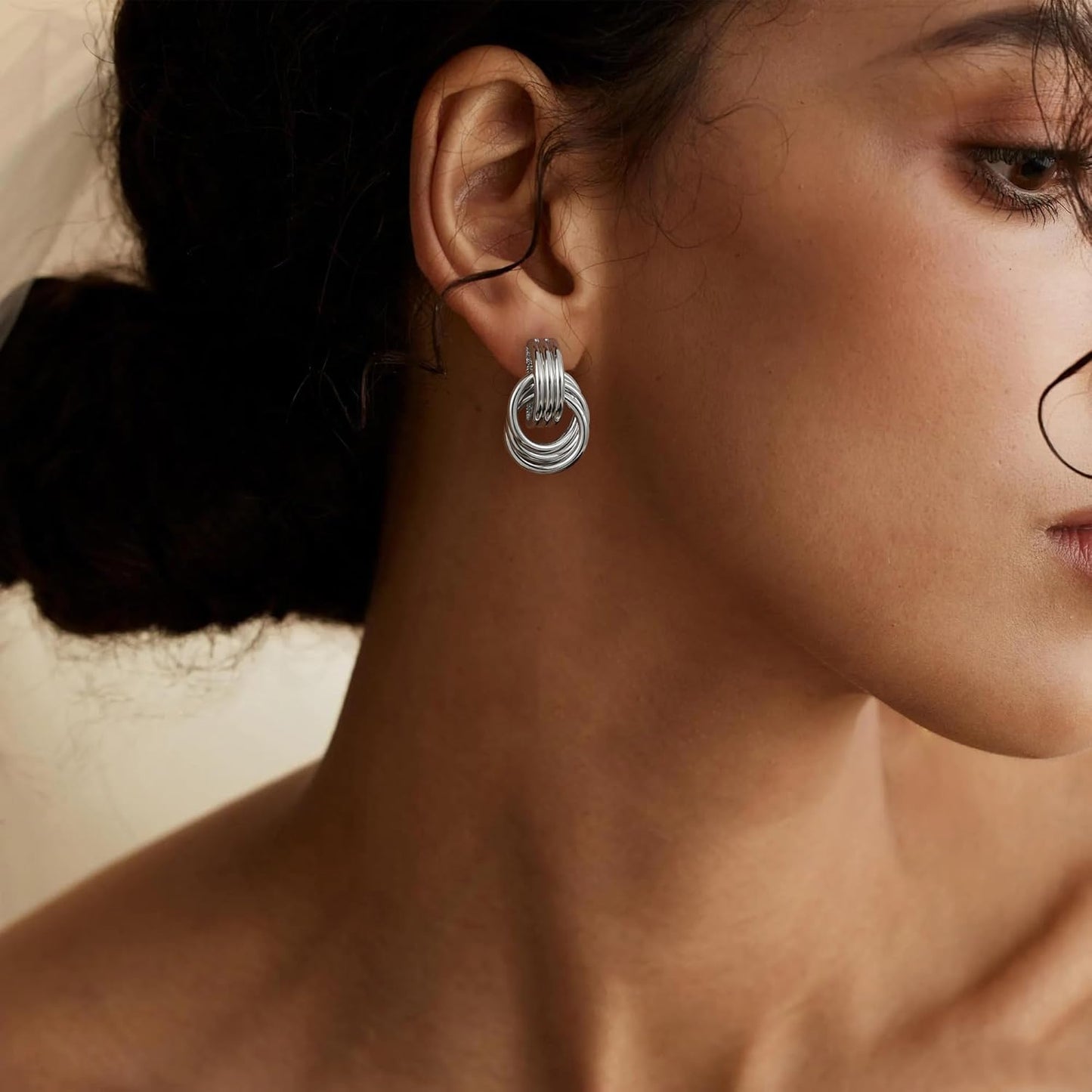 Trendy Gold Plated Knot Earrings for Women Chunky Statement Drop Dangle Earrings Lightweight Fashion Accessories Gold Jewelry