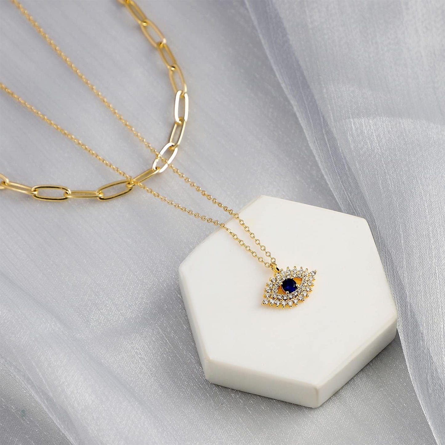 Layered Heart Necklace, Handmade 18K Gold Plated Dainty Choker With Arrow Bar Pendant for Women