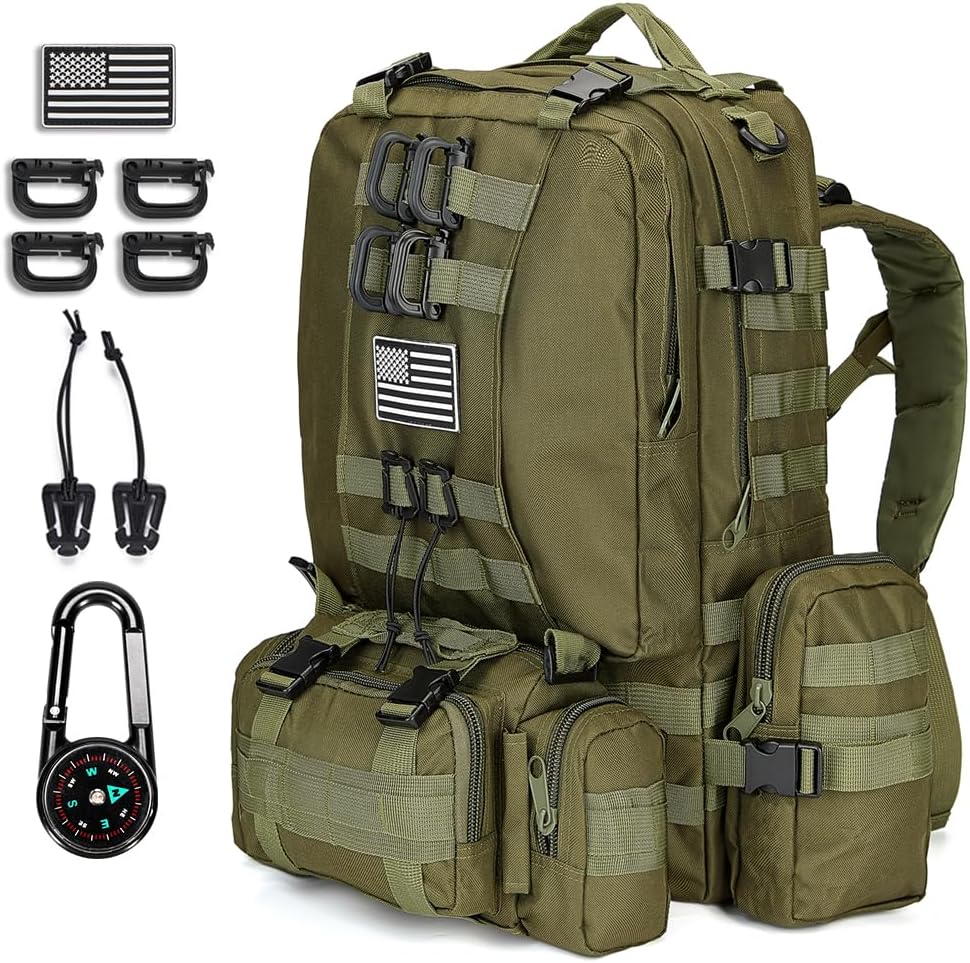 Large Military Tactical Backpack for Men, 40-50L Backpacks for Women, with Molle System