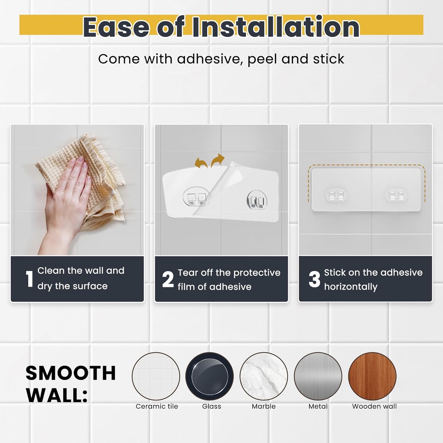 3-Pack Shower Caddy with Soap Holder, Adhesive Rustproof No-drill Shelves Rack Storage Bathroom
