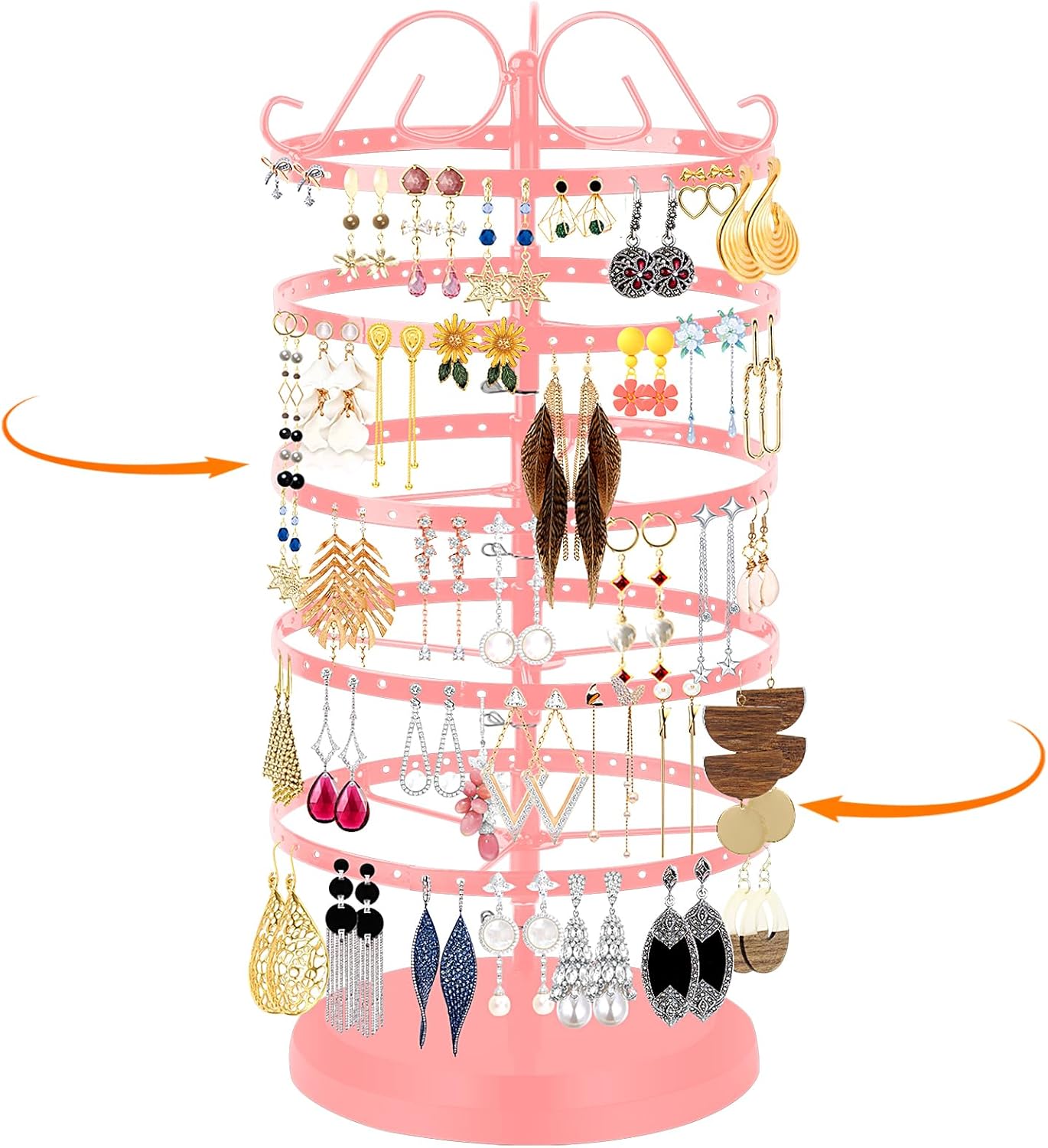 360 Rotating Earring Holder Organizer Stand,5 Tiers Acrylic Jewelry Organizers and Storage,228 Holes and 232 Grooves